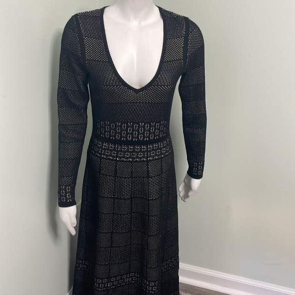 Gal Meets Glam Black Heidi Sweater Knit Long Sleeve Midi Dress Medium - Picture 6 of 12